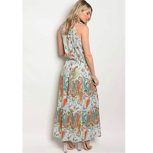 Boho Paisley Floral Print Sleeveless Maxi Dress - Picture 2 of 3